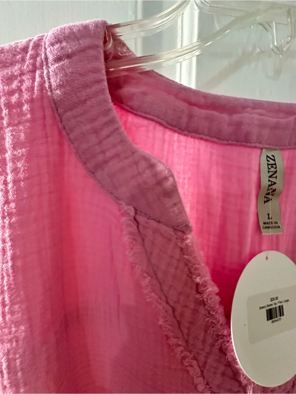 Zenana Relaxed Gauze V-Neck Tunic Top - Pink